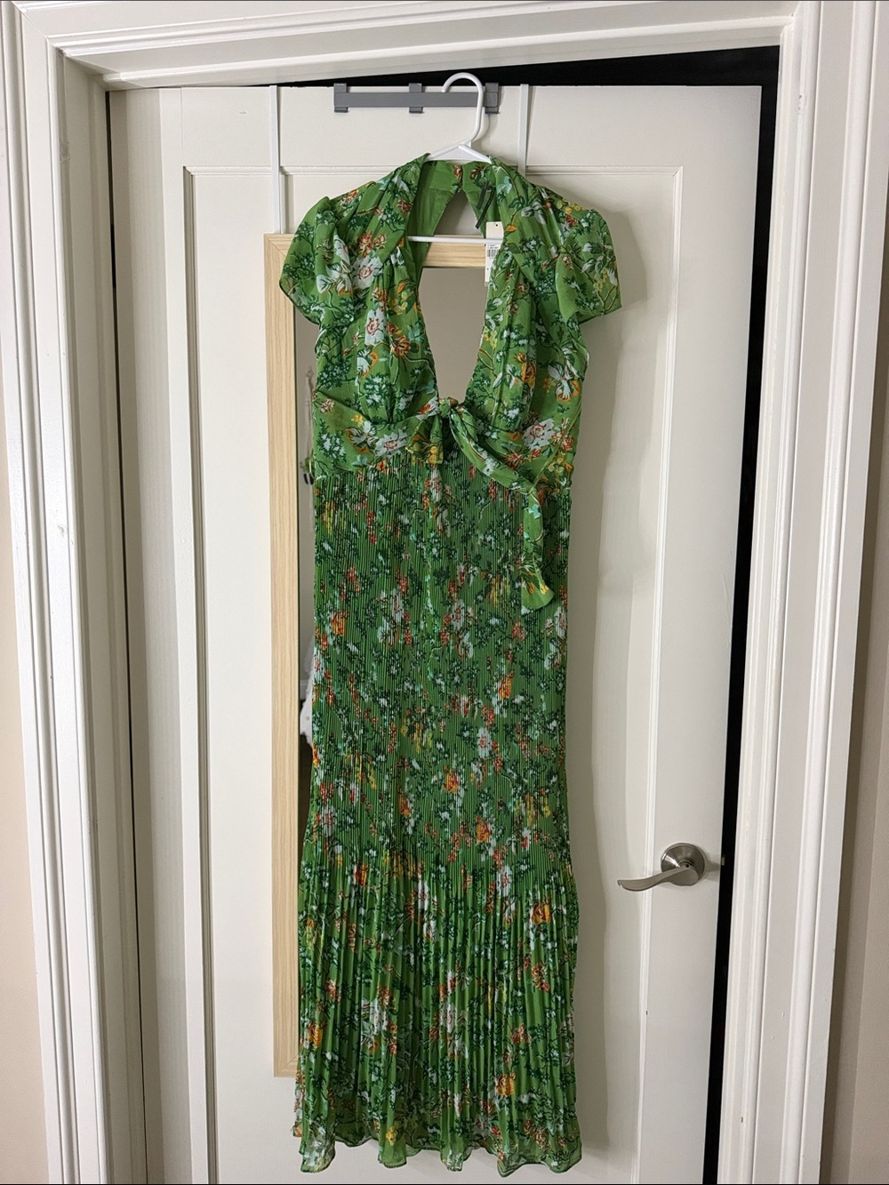Anthropologie Green Floral Maxi Dress